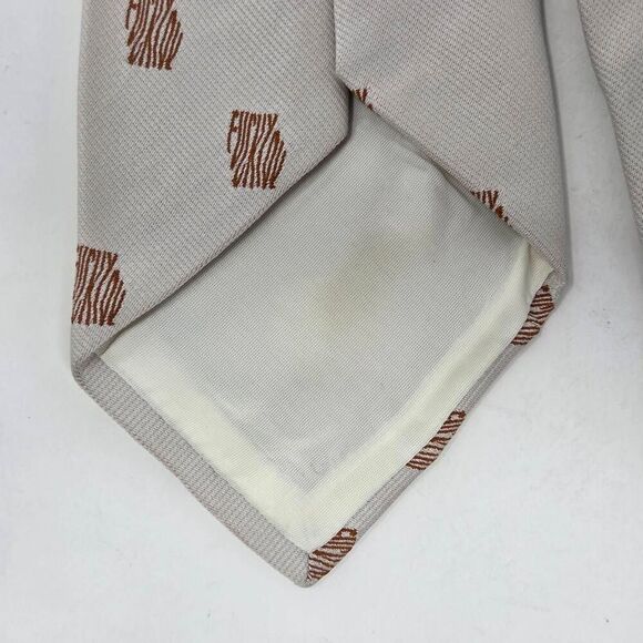 VINTAGE FRENCH F*** YOU CUSS SWEAR DESIGN NYLON TIE TAN BROWN TEXTURED 4" X 54" - Picture 3 of 4